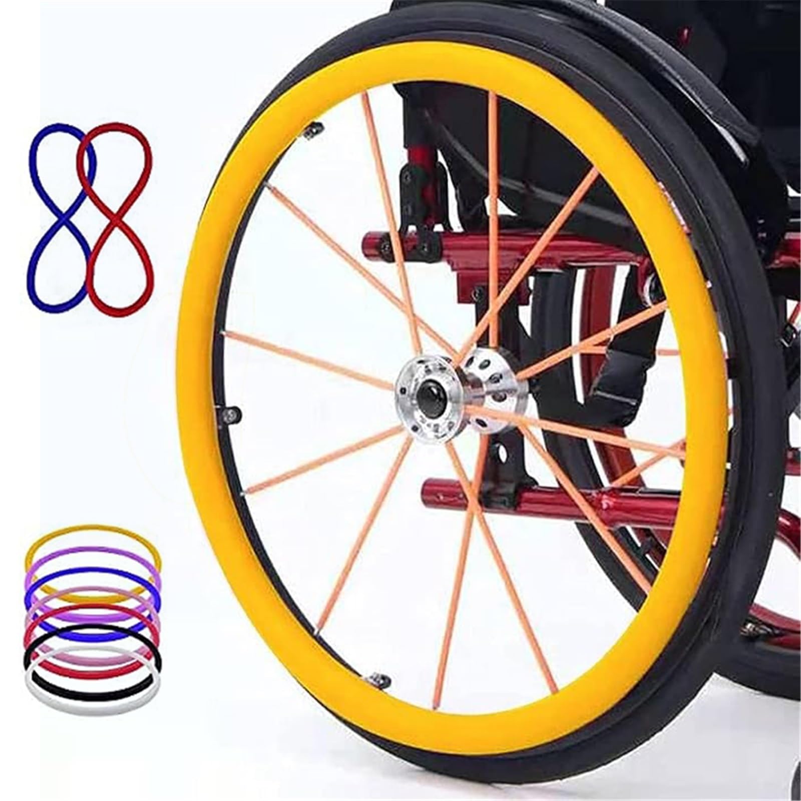 Funda para silla de ruedas de 22/24 pulgadas (1 par), anillo de empuje de silicona para rueda trasera de silla de ruedas, antideslizante y resistente al desgaste, para mejorar el agarre y la tracción