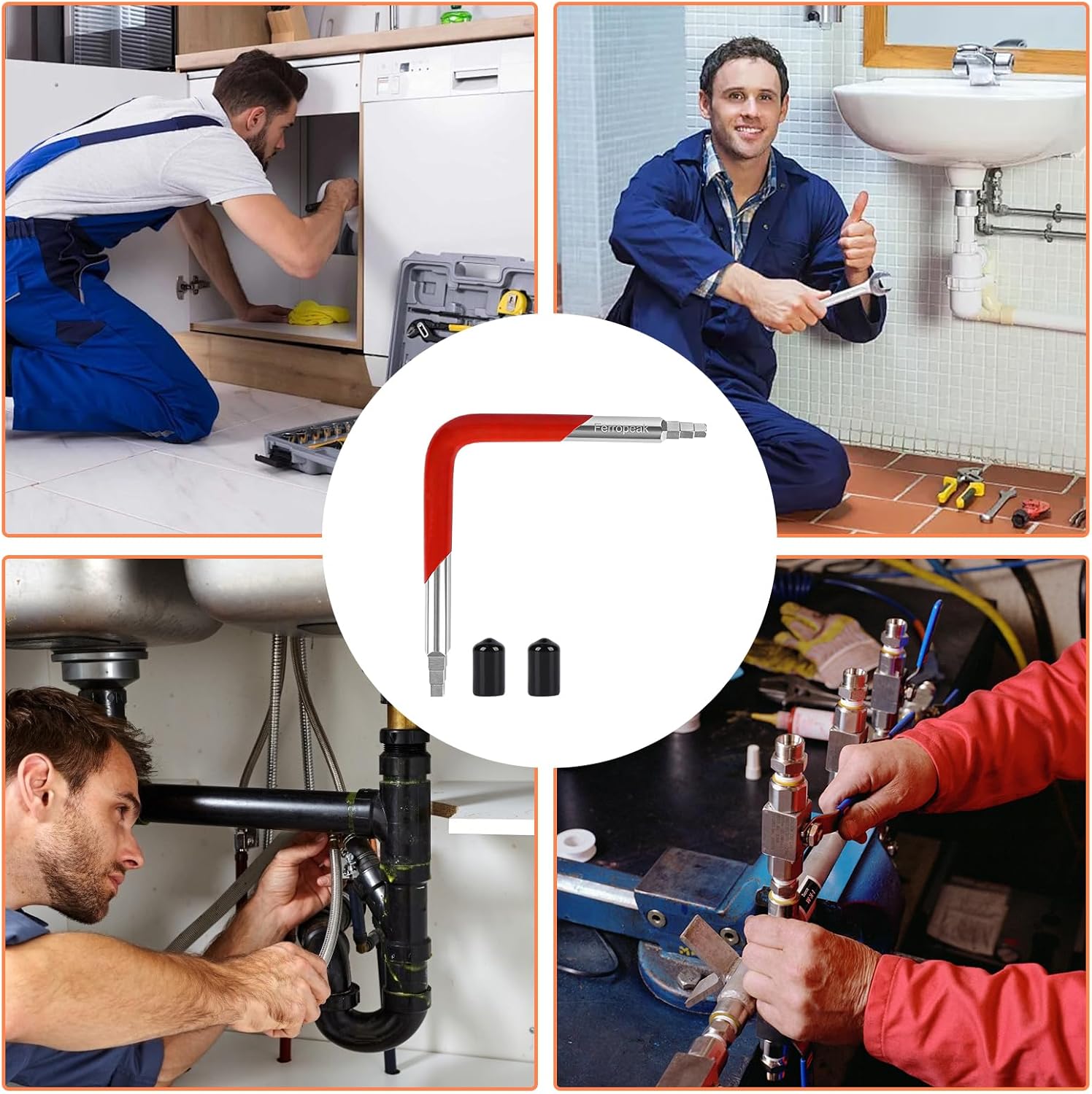 Dual-Ended Faucet Seat Wrench Hex/Square Under Sink Tool Compatible with Danco 80439 for Installing & Removing Compression Seats