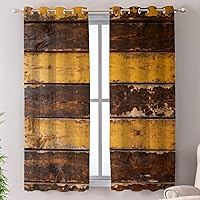 Vista 128 de Shrahala Cenefas de cocina de madera marrón con tablones vintage, panel de media ventana, tratamiento de ventana multicapa de poliéster opaco