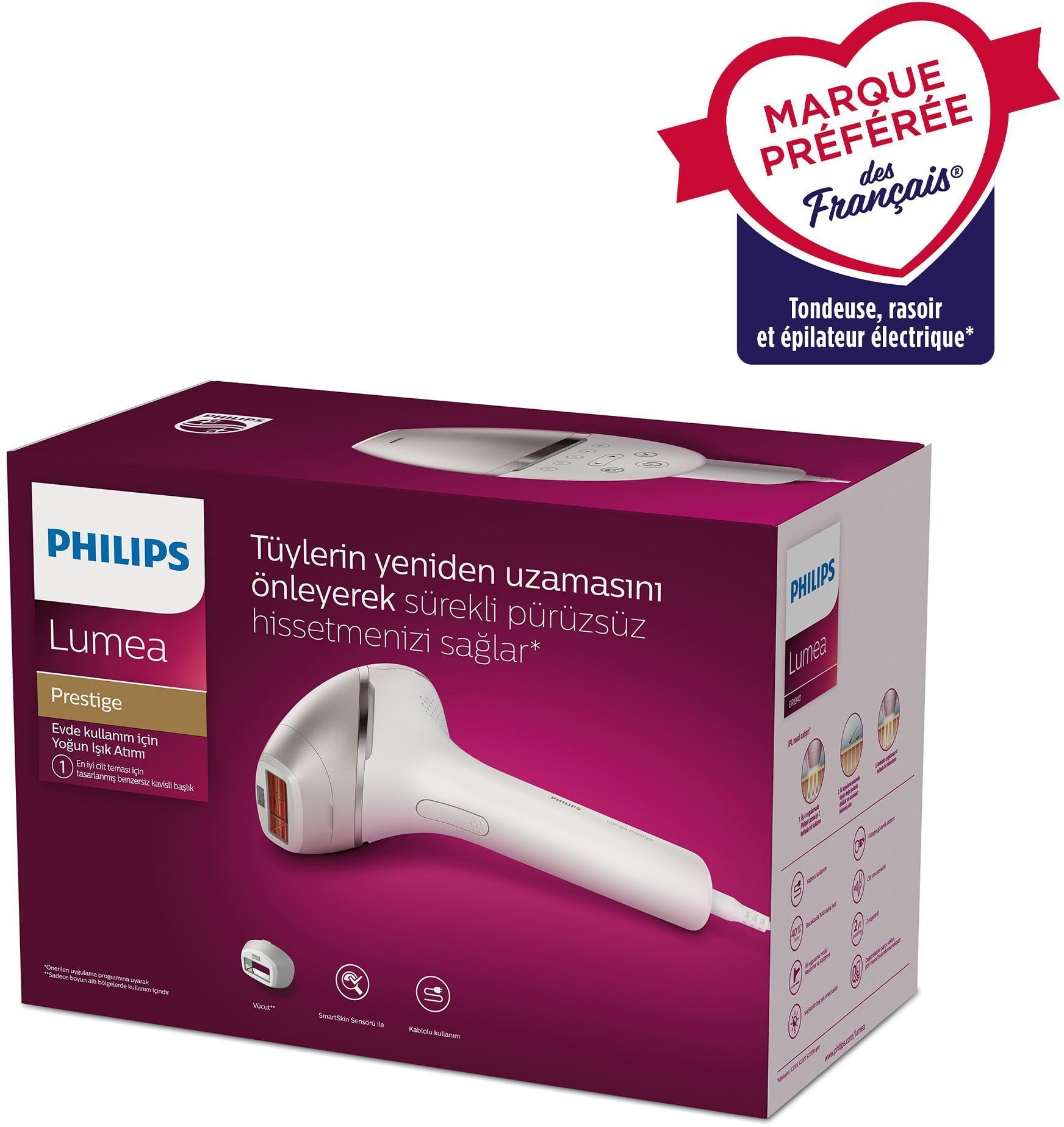 Philips Epilateur à lumière pulsée & laser BRI940/00 blanc/gris