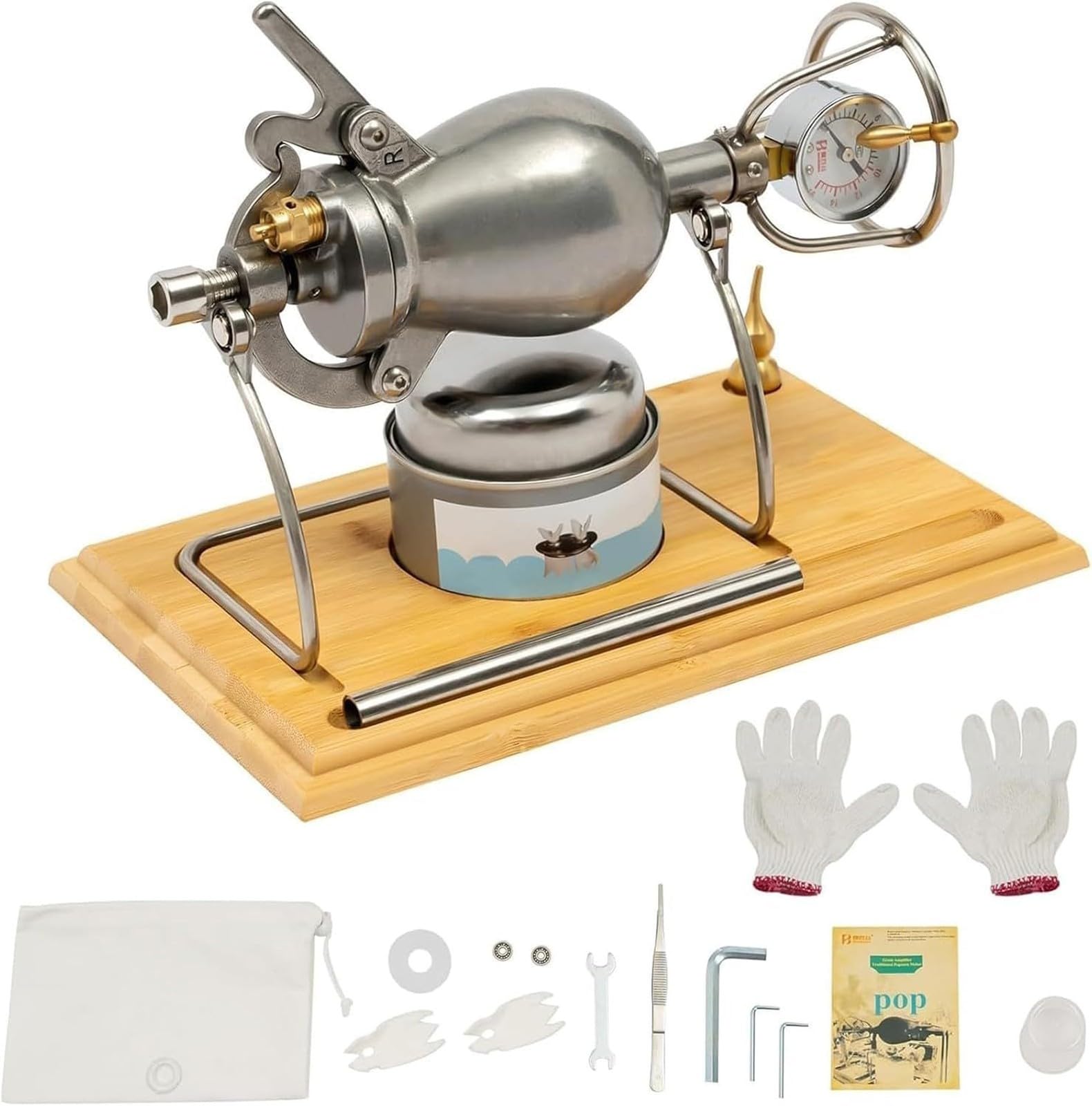 DXDXZDXLUF Popcorn Cannon Chinese Popcorn Machine High Pressure Pop-Corn Maker Hand Small Stovetop Healthy Popcorns Popper(268ML)