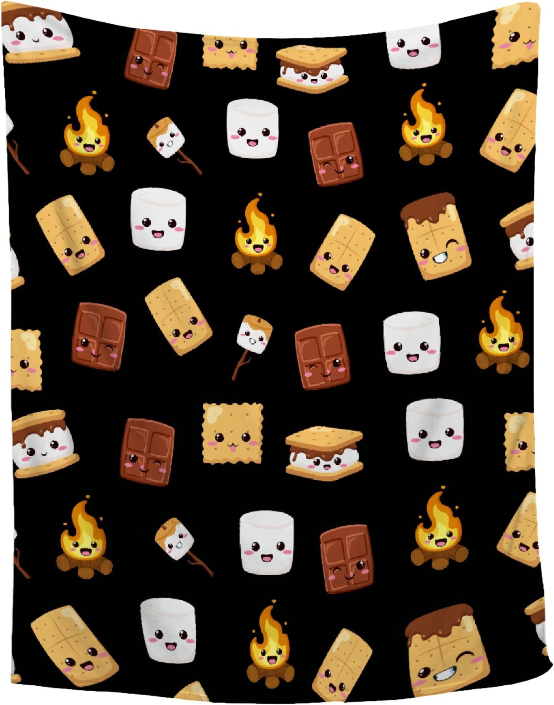 Cute S'Mores Blanket Lightweight Plush Fuzzy Throw Super Soft Flannel Fleece Throw Blanket Home Decor Gifts for Bed Couch Living Room 60"x50" for Teens