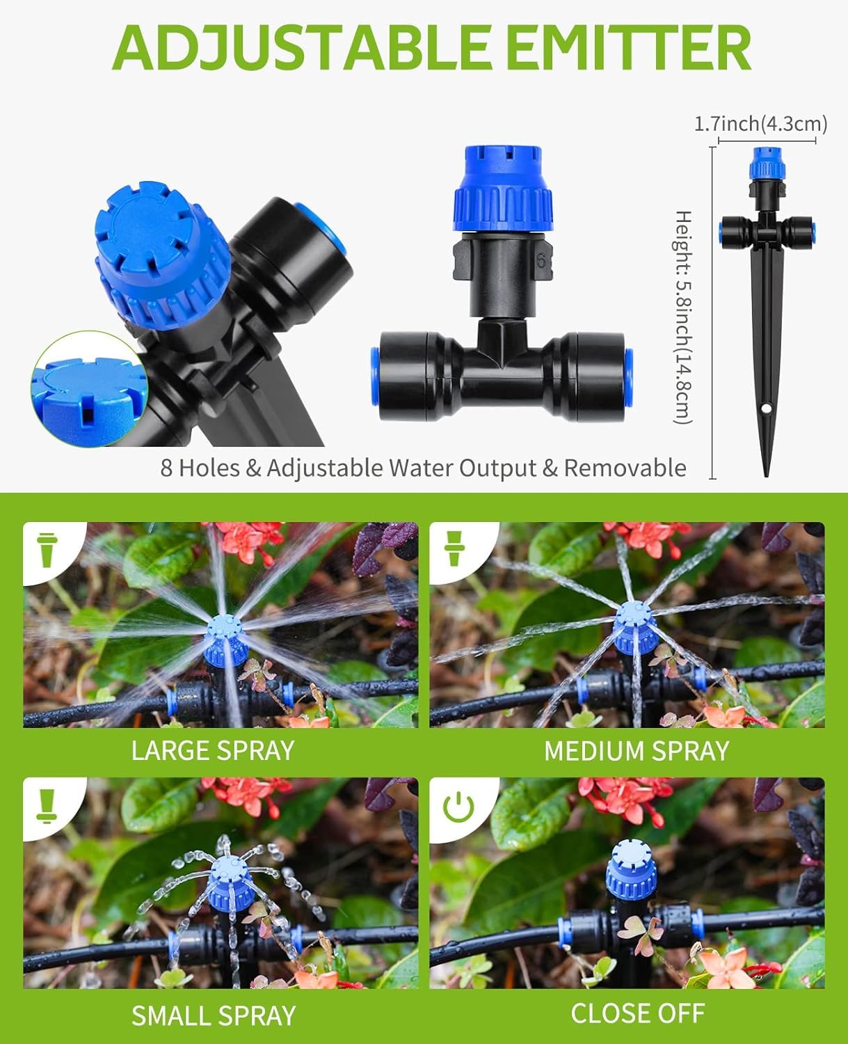 Sistema de riego de jardín, kits de riego por goteo de 59 pies para plantas, nuevo conector rápido, tubo de distribución en blanco, equipo de riego automático de ahorro de agua para patio, césped