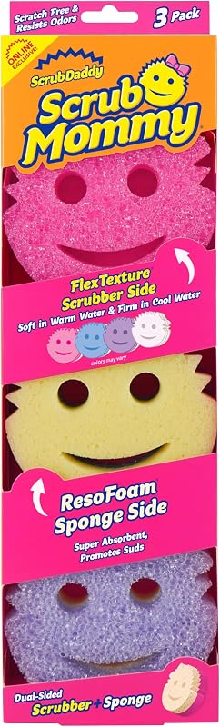 Scrub Mommy Kitchen Sponges - Dual-Sided Dish Sponges for Scrubbing - Non-Scratch Cleaning Sponges for Washing Dishes, Bathroom & Multi-Surface Cleaning - Online Exclusive (3 Count)