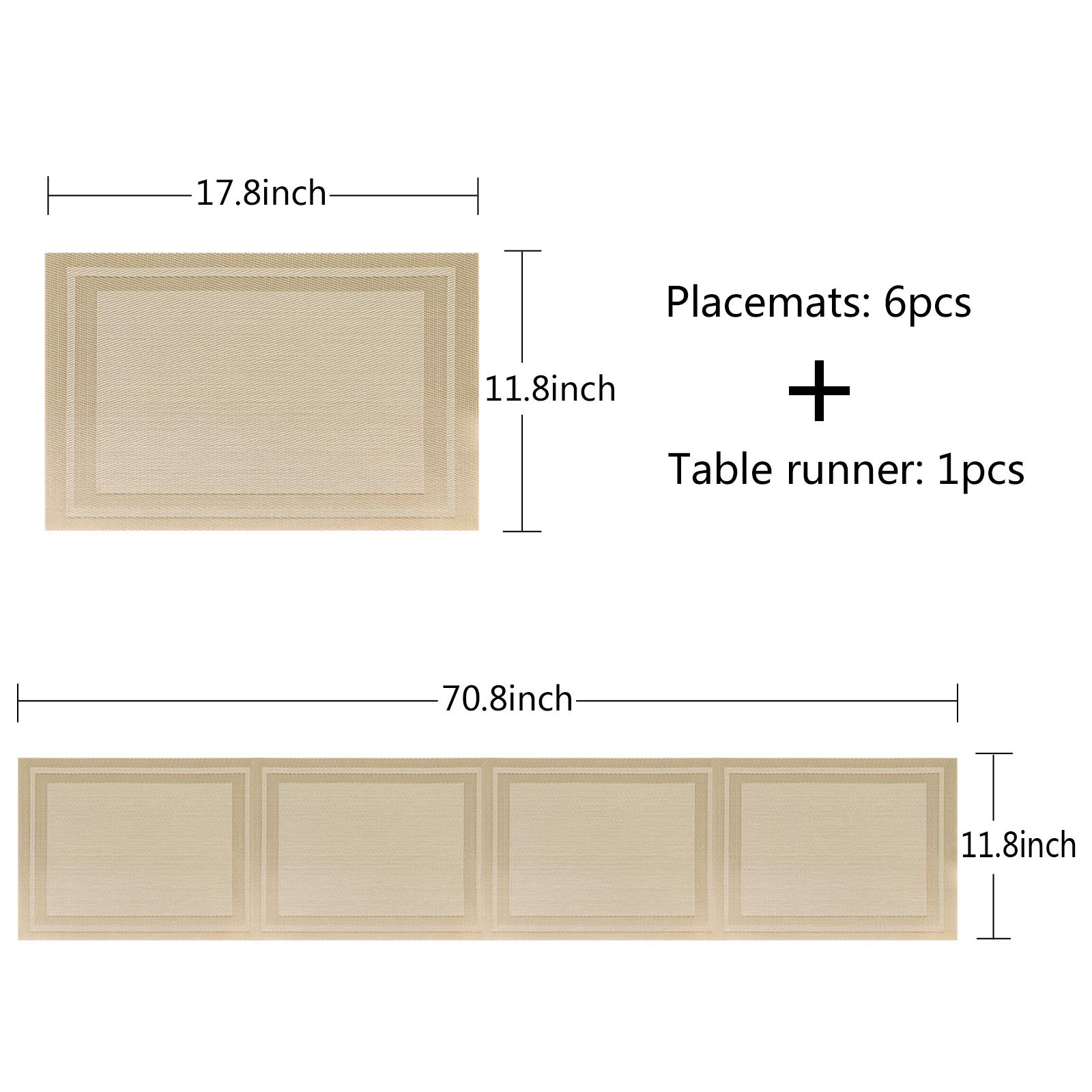 Placemats with Table Runner Set Place Mats, Woven Crossweave Vinyl Kitchen Tablemat - Image 2