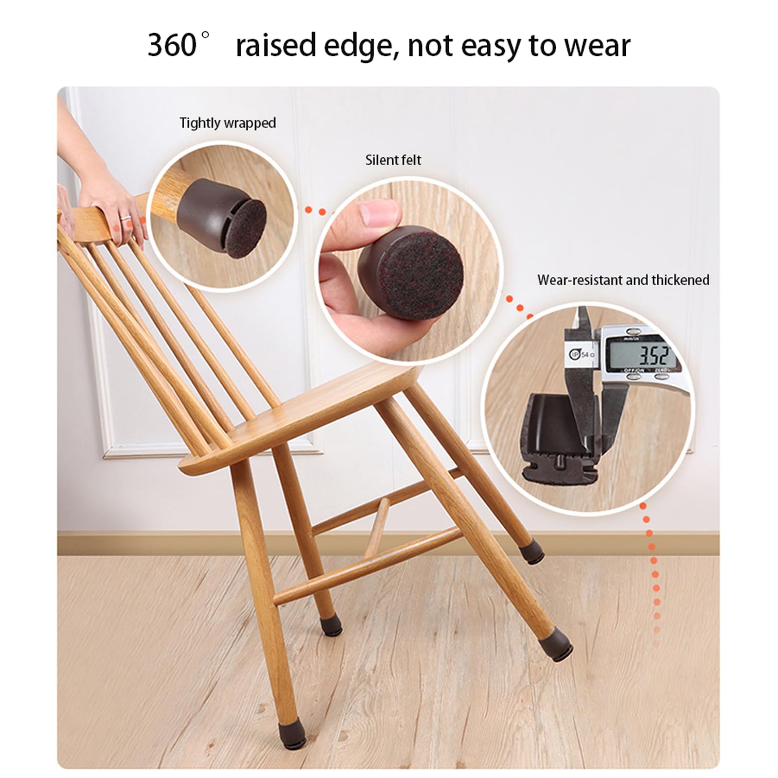 Protectores de patas de muebles, tapas de patas de silla, almohadillas de goma para sillas y patas de mesa, almohadillas inferiores de fieltro para suelos de madera dura, protegen tus muebles y suelos