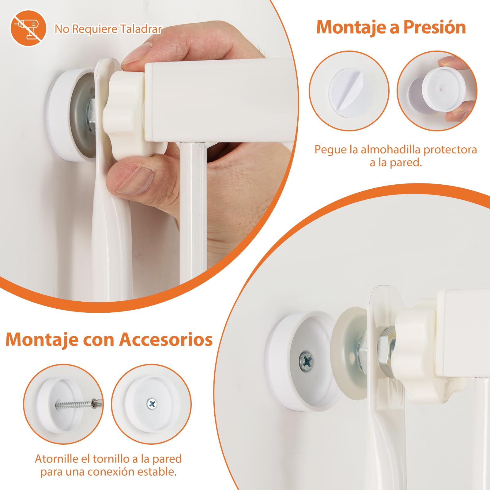 GOPLUS Barrera de Seguridad de Mascotas de Metal Ajustable, Puerta Extra Alta de 150 cm para Gatos con Ancho Ajustable de 77-104 cm, 2 Kits de Extensión, Diseño Bloqueable, Barrera para Perros