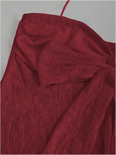 Miniatura 3 de SHENHE Top halter de encaje para mujer, nudo frontal, espalda descubierta, asimétrica, Y2k, coqueta, sin espalda, para salir