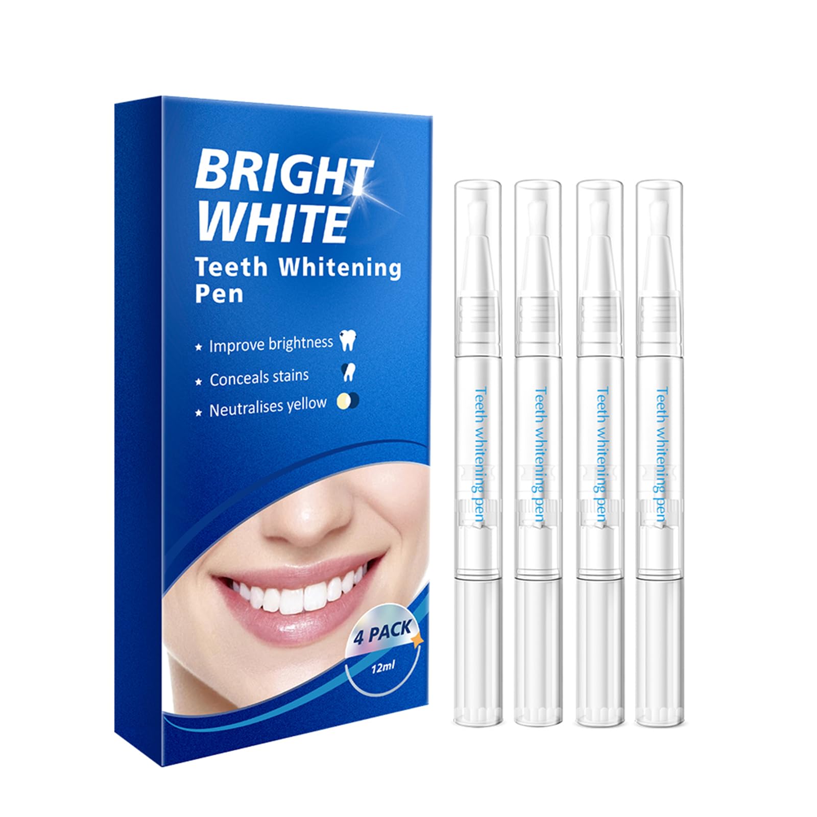 teeth whitening pen - professionally stain removal teeth whitening gel formula no sensitivity effective teeth whitener mint 4 pack