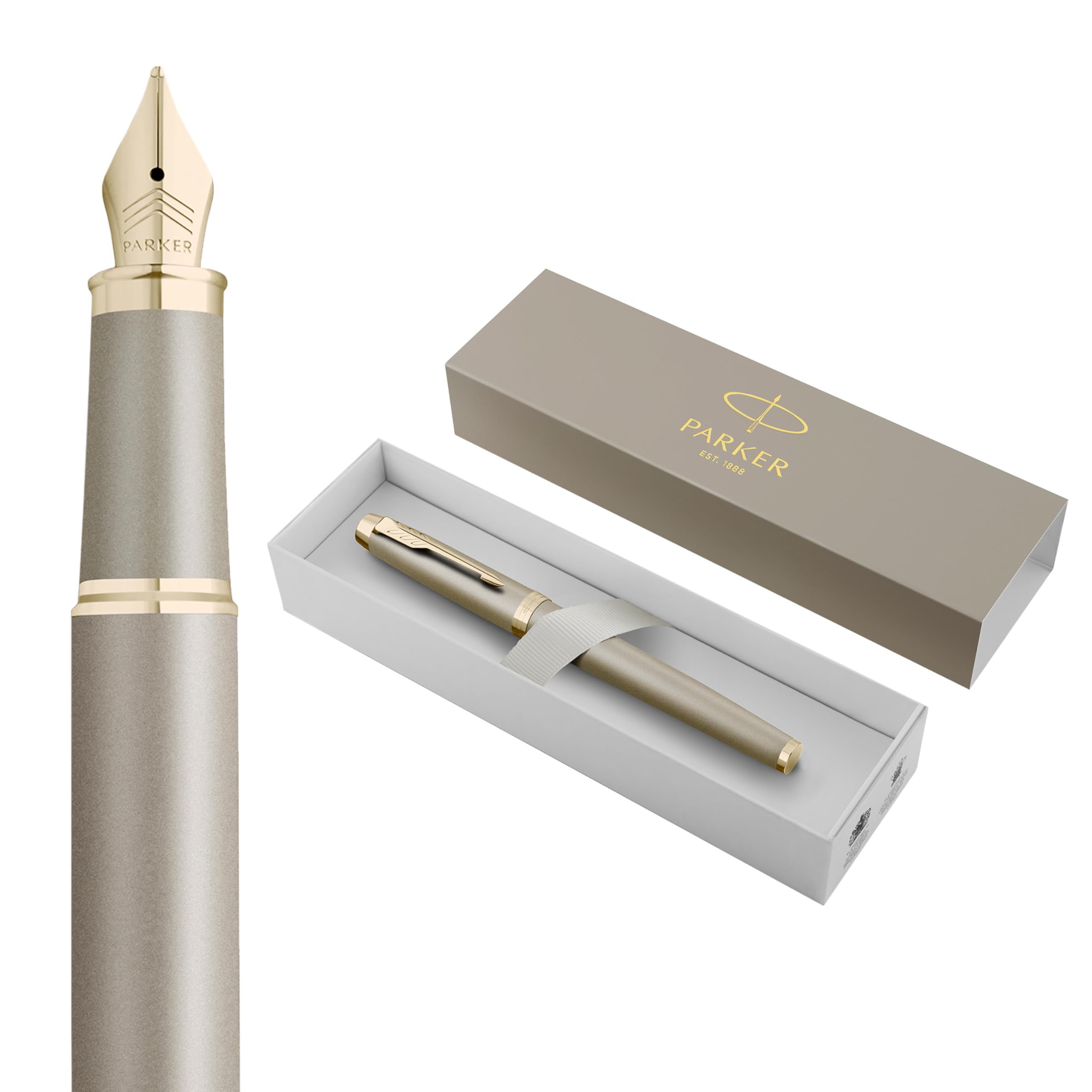 Parker IM Fountain Pen | Finishing Touch Collection | Sandstone Finish | Fine Nib with Blue Ink Refill | Gift Box