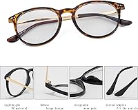 Vista 24 de Kursan Lentes falsos de lente transparente sin receta para mujeres y hombres, lentes de marco de plástico redondo retro A1 Negro Brillante