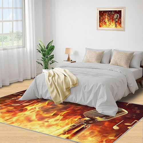 Miniatura 137 de Alfombra de instrumentos musicales – Alfombras de 4 x 5 pies para sala de estar, alfombra de área musical, alfombra de área musical, alfombra