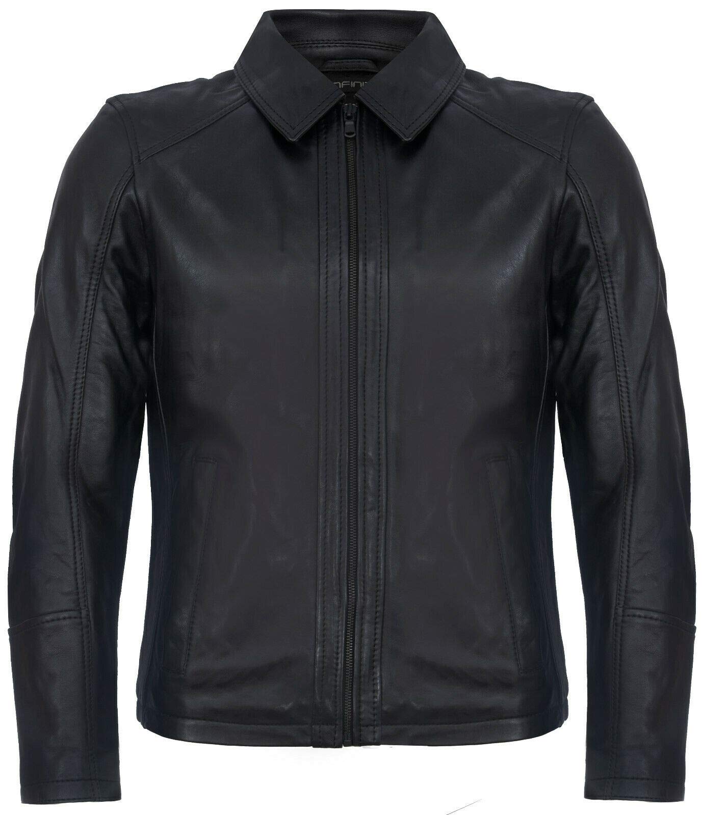 Chaqueta Motera Harrington de Cuero Clásica y Elegante Para Hombre