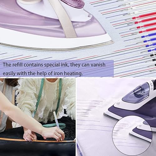 Miniatura 4 de 4 Pieces Heat Erasable Pens with 20 Refills for Quilting Sewing,Heat Erasable Fabric Marking Pens,High Temperature Vanishing Disappearing Fabric