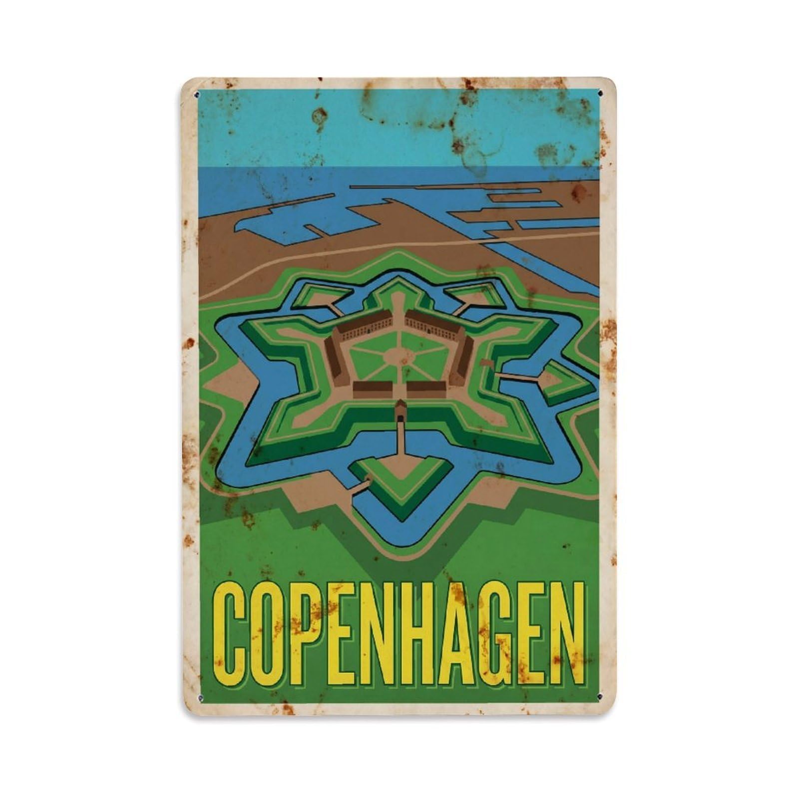 Este 8X12inch Style Vintage Travel Copenhagen Denmark Phenomenal Metal Tin Sign