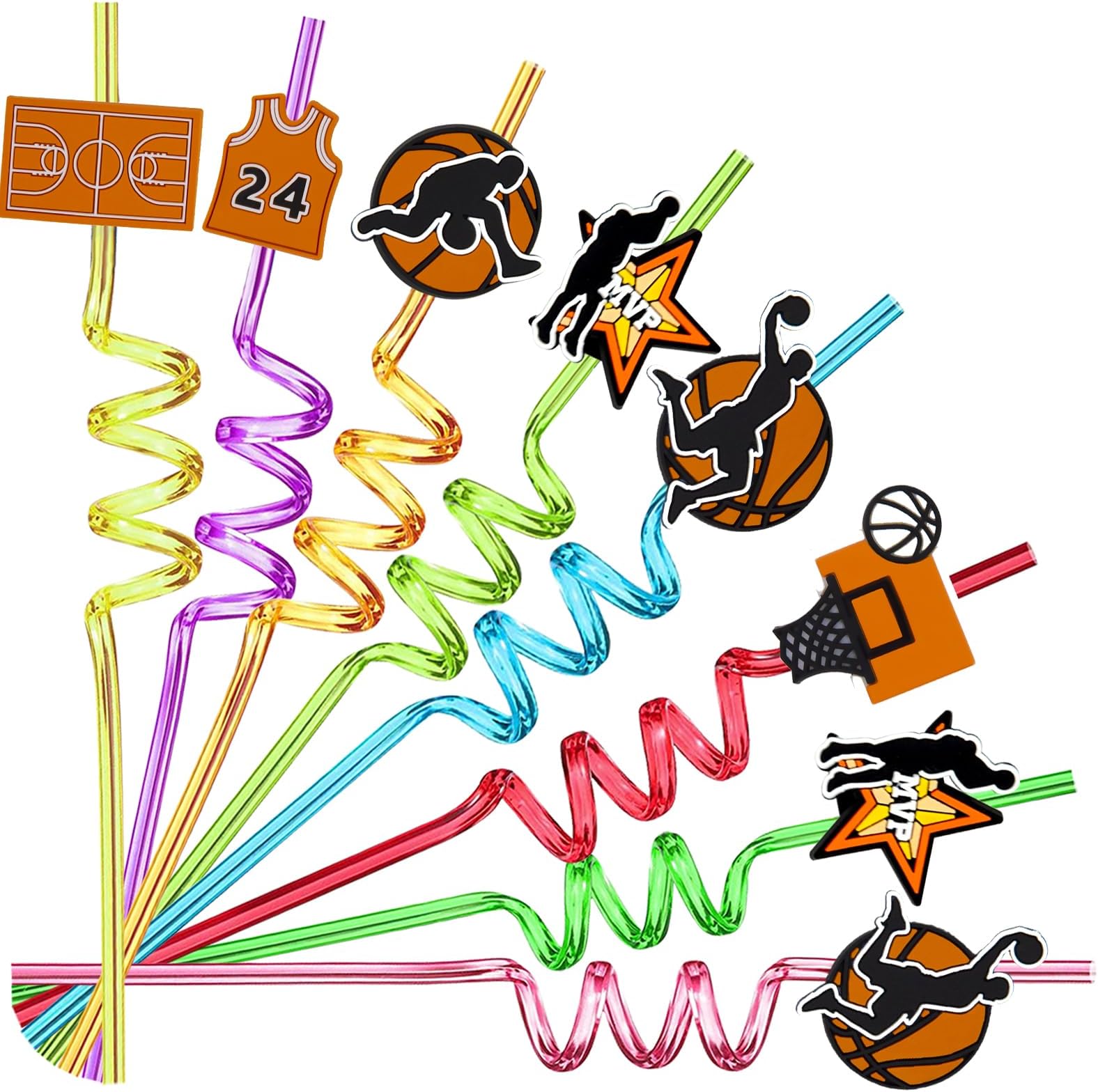 24 Golf Theme Reusable Drinking Straws for Golf Sport Party
