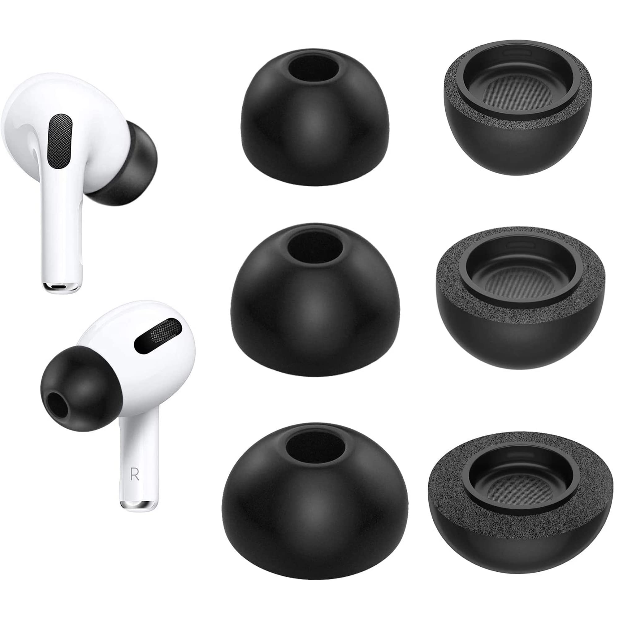 Memory Foam Ear Tips for Apple AirPods Pro Generation 1 and AirPods Pro 2, Replacement Foam Ear Tips, Better Noise Cancellation, 3 Pairs for Airpods