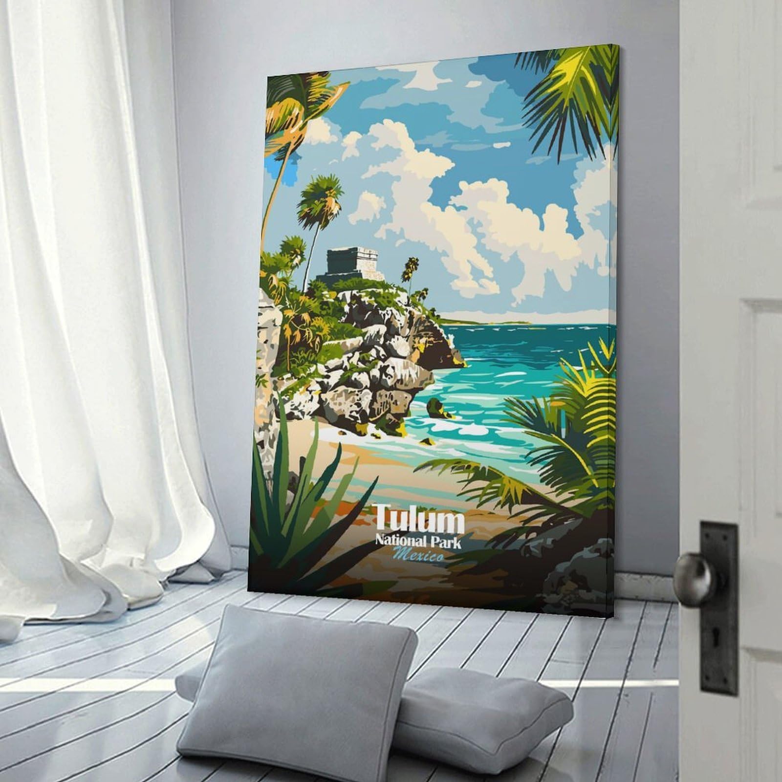 Junmoney Room Decor Wall Art Tulum National Park, Mexico, 24x36inch(60x90cm), for Wall Displays, Bedrooms Or Room Updates, An Easy Match for Collected Prints