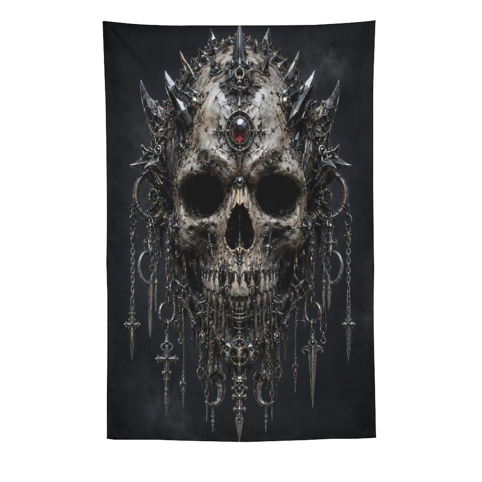H3B8U2Y5 Ornate Punk Metal Skull Wall Tapestry, Reading Corner