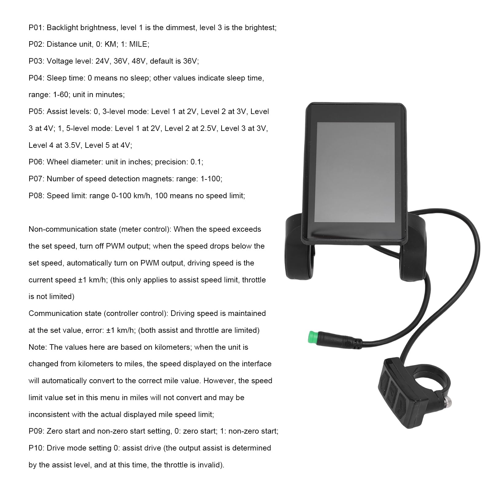 SENECESLI Elektrofahrrad LCD Display, 5 Pin E Fahrradanzeigescheibe Bedienfeld Wasser, Geeignet für Elektrofahrräder Modifikation Geeignet