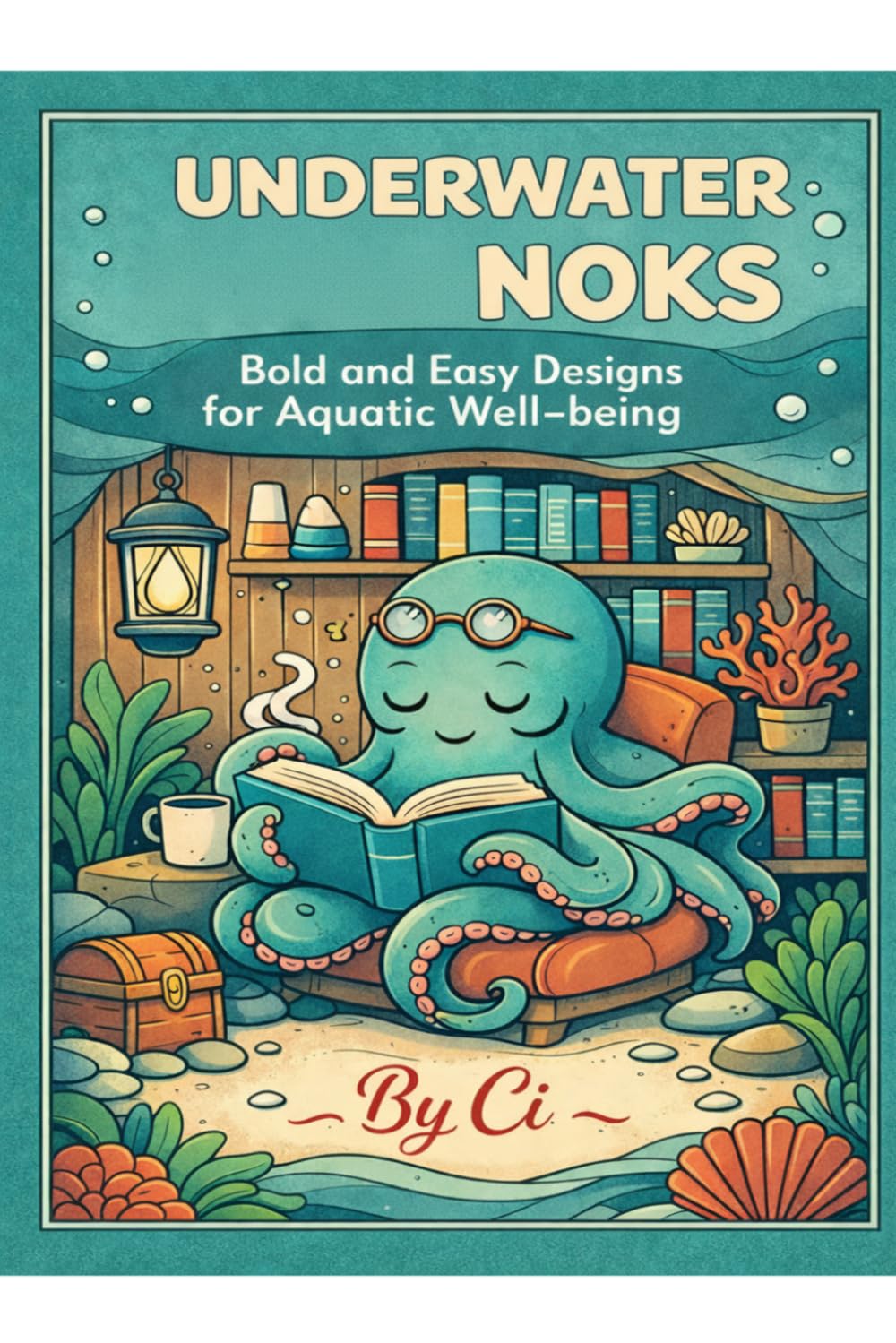 Underwater Nooks: A Bold & Easy Adult Coloring Book for Stress Relief & Relaxation: 40 Cozy Ocean Scenes with Thick Lines