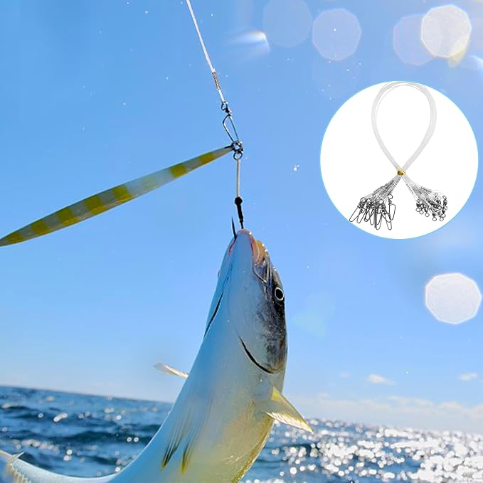 Cañas y anzuelos línea fluorocarbono 12/48 piezas 20lb-50lb miniatura 7