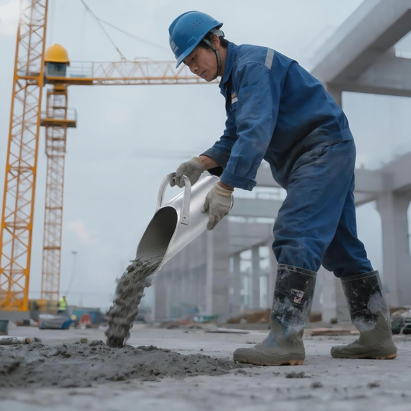 SECFOU Herramienta para Relleno de Hormigón con Asa de Hierro, Rápida y Resistente, Adecuado para Obras de Construcción y Transporte de Arena