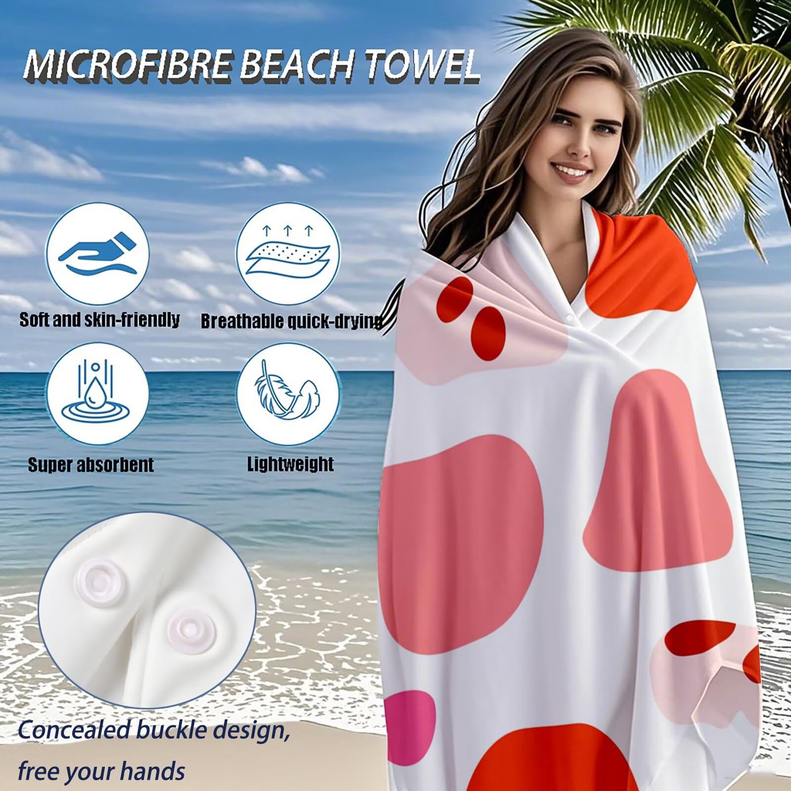 Serviette de Plage XXL 90x200,Rose Serviette Plage Microfibre avec Séchage Rapide, Anti-Sable, Absorbante Fonction Design pour Vacances Piscine Pique-Nique Voyages Yoga, Cadeau Femme 2 Pack Q-637