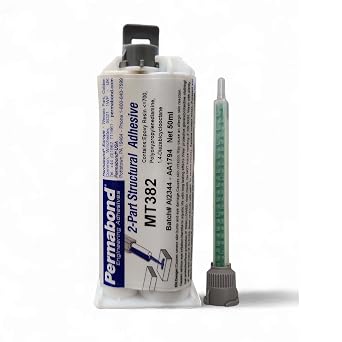 Permabond MT382 Modified Two-Component Epoxy Adhesive, Black, 20-50 Min Set Time, for Metal and Plastic Bonding