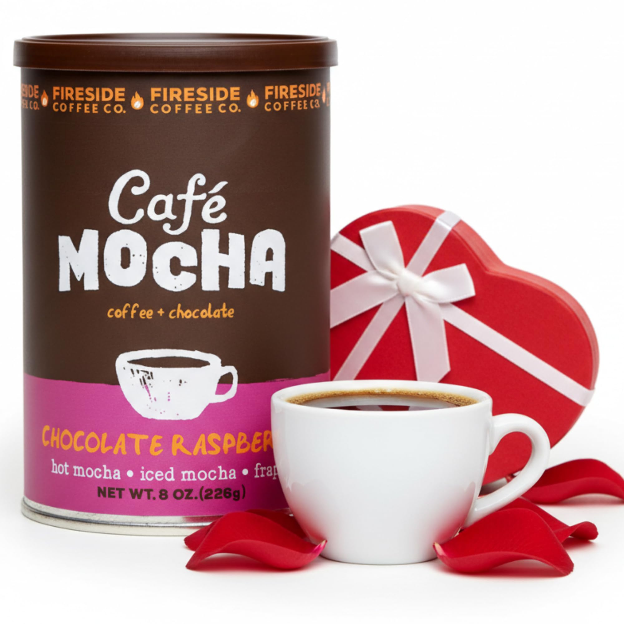 Fireside Coffee Chocolate Raspberry Cafe Mocha - Instant Coffee Chocolate Blend - Premium Caffeinated Drink Mix for Hot, Iced, Milkshake, and Mocha