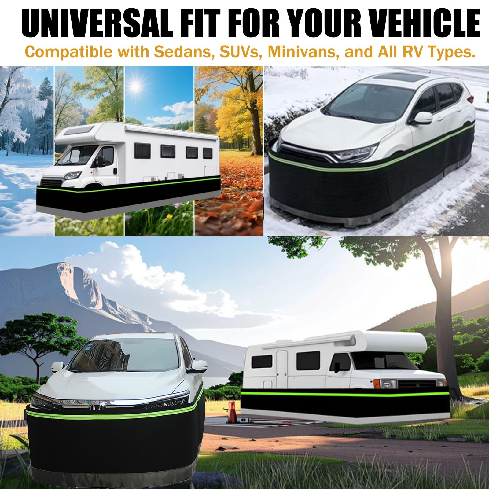 Wohnwagen Abdeckung, Schutzhülle für Wohnmobil, wetterfest und atmungsaktiv, UV-beständig, reißfest und wetterfest, Hagelschutzplane für Winter & Sommer(H 2.6FT,L 59 FT)