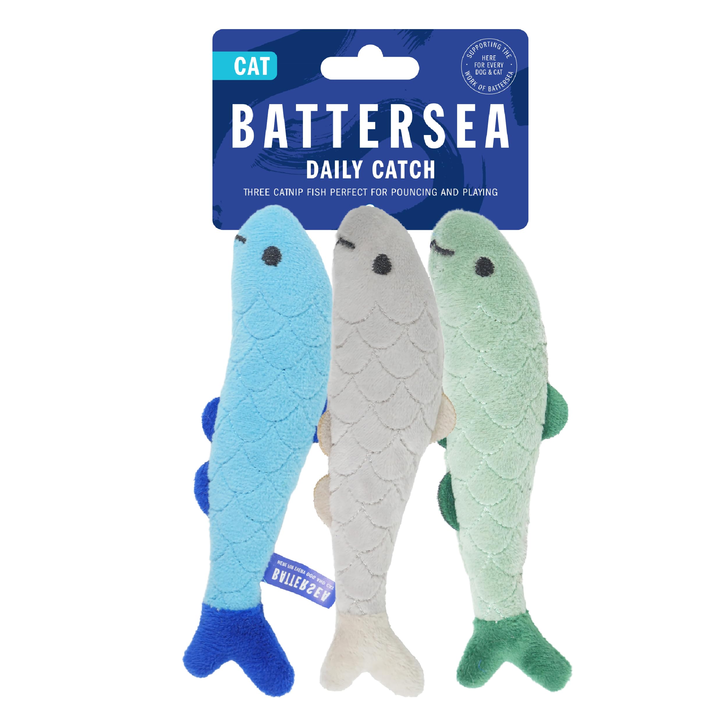 Rosewood Battersea Daily Catch Catnip Toy For Cats & Kittens - Interactive Play, Engaging And Fun Cat Toy Grey/Blue/Green