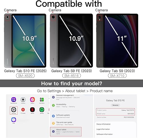 Miniatura 2 de JETech Protector de pantalla para Samsung Galaxy Tab S9 de 11 pulgadas y Galaxy Tab S10 FE  S9 FE de 10.9 pulgadas, con marco de fácil instalación,