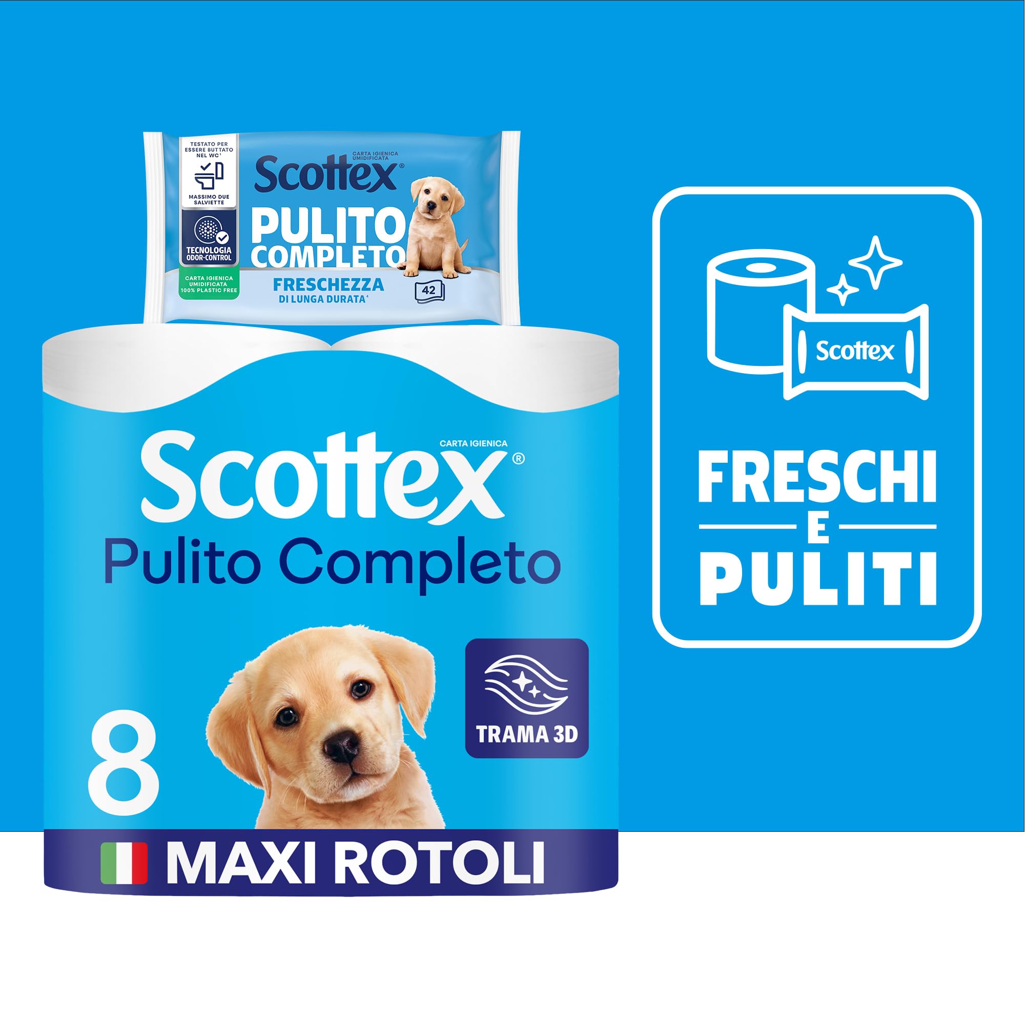 Scottex Carta Igienica, Formato Salvaspazio, Confezione 100% Riciclabile, Fatto in Italia, 24 Rotoli