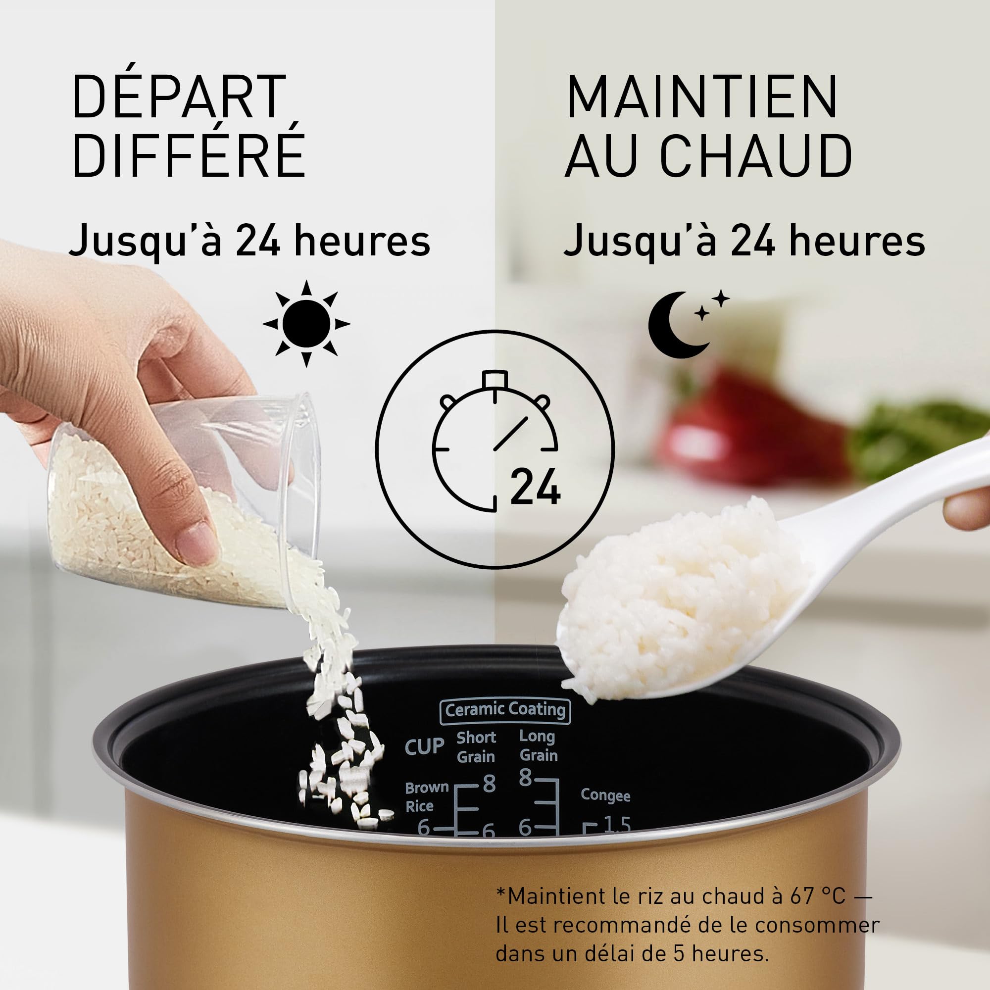 Panasonic SR-DA152WXE Cuiseur à Riz et Cuiseur Vapeur, 1.5L, 8 tasses, Fuzzy Logic, Indicateur de Quantité d'Eau, sans BPA, Maintien au Chaud, Départ Différé, Blanc