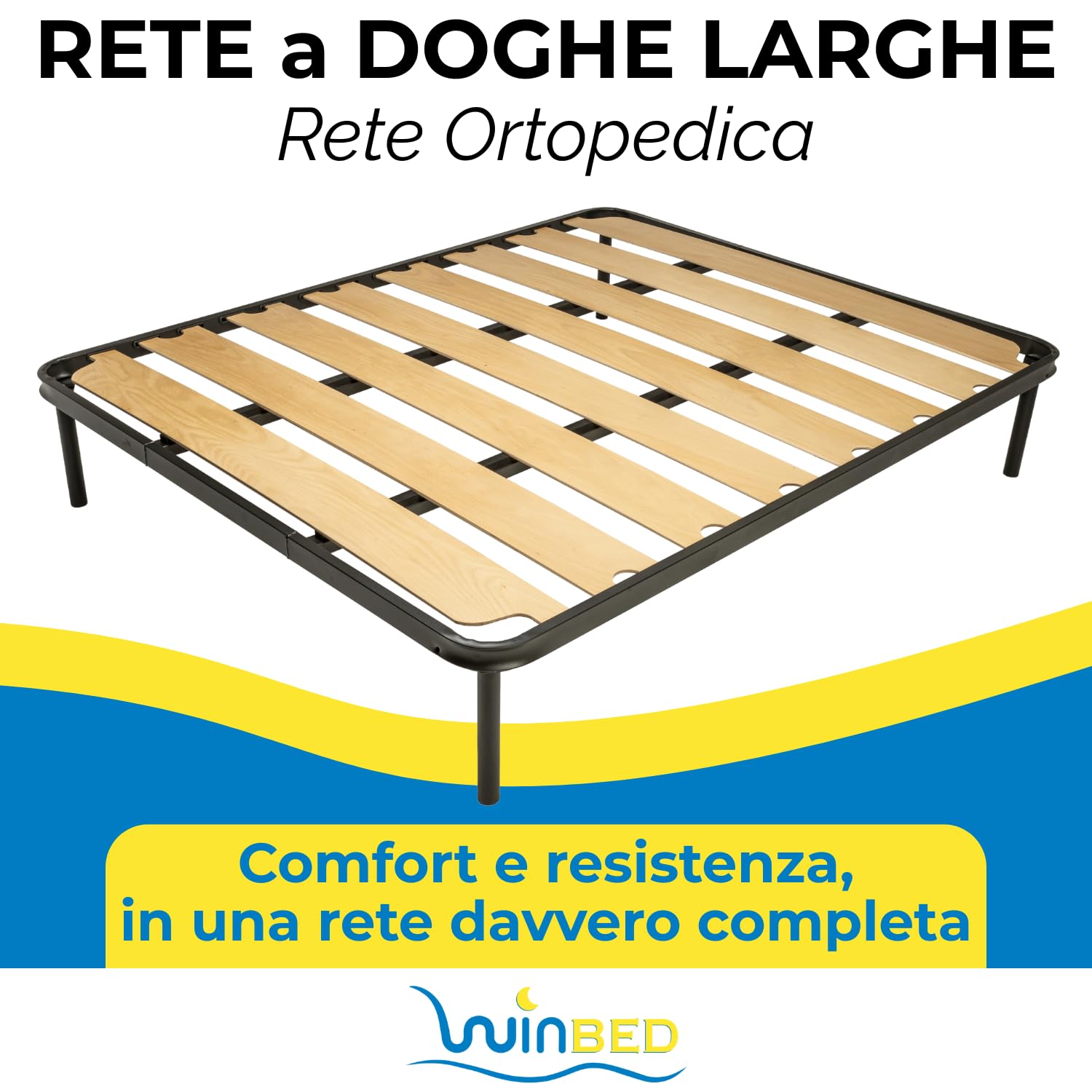 UNICA D.L. 170x200 - Rete matrimoniale con doghe in legno larghe, silenziosa e stabile, ideale per chi cerca comfort e praticità nel tempo