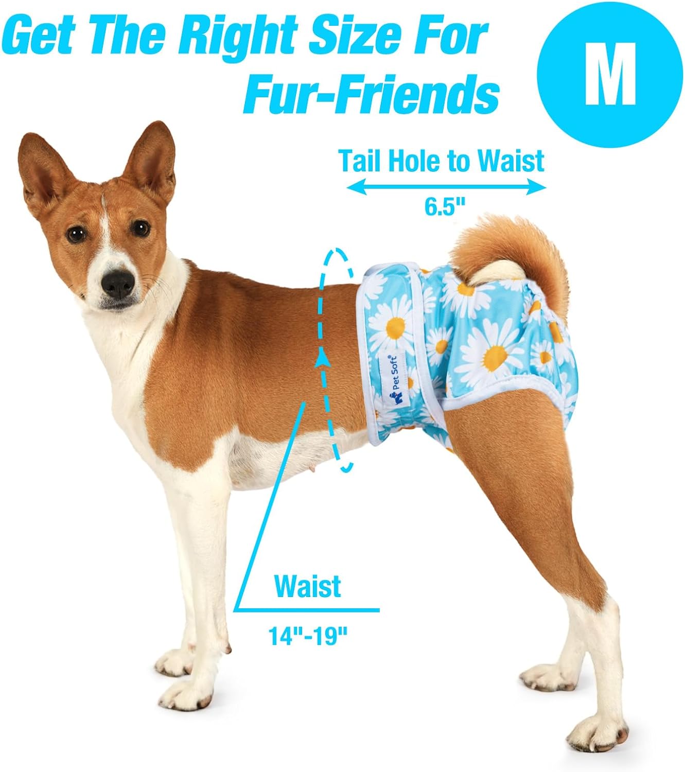 Pet Soft Female Dog Diapers, 3 Pack Washable Dog Diapers Female for Dogs in Heat Reusable Dogs Period Panties, Puppy Diapers (Flower, M)