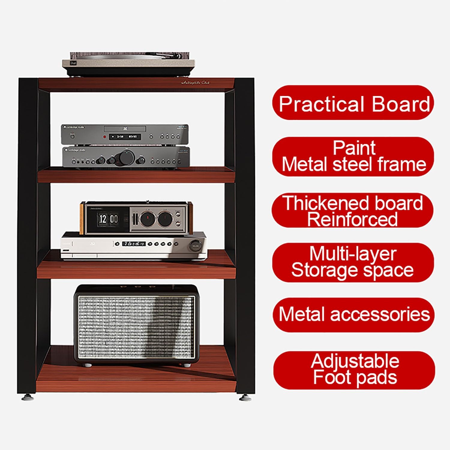 Robusto ripiano da gioco e supporto multimediale, versatile rack audio per console per videogiochi, DVD, proiettori e altoparlanti, perfetto per soggiorno, sala teatro e studio (giallo, 60 x 52 x 82)