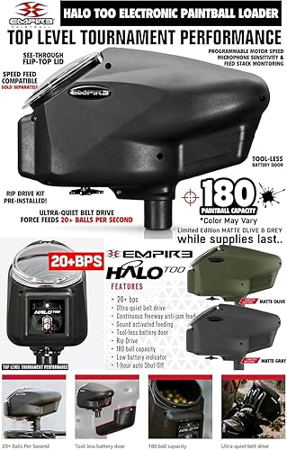 Miniatura 4 de Maddog Empire Mini GS - Marcador de pistola de paintball completo con tanque HPA, Empire Halo Too Loader, gafas térmicas antivaho para máscara de