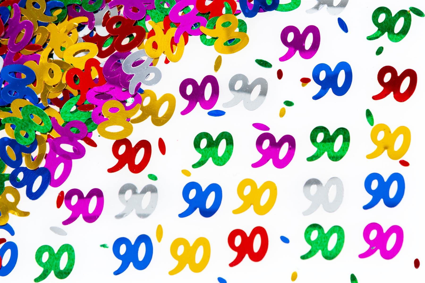 28g Multicolour 90th Birthday Confetti Foil Metallic Glitz Table Scatter Sprinkles Age Bday Party Decorations
