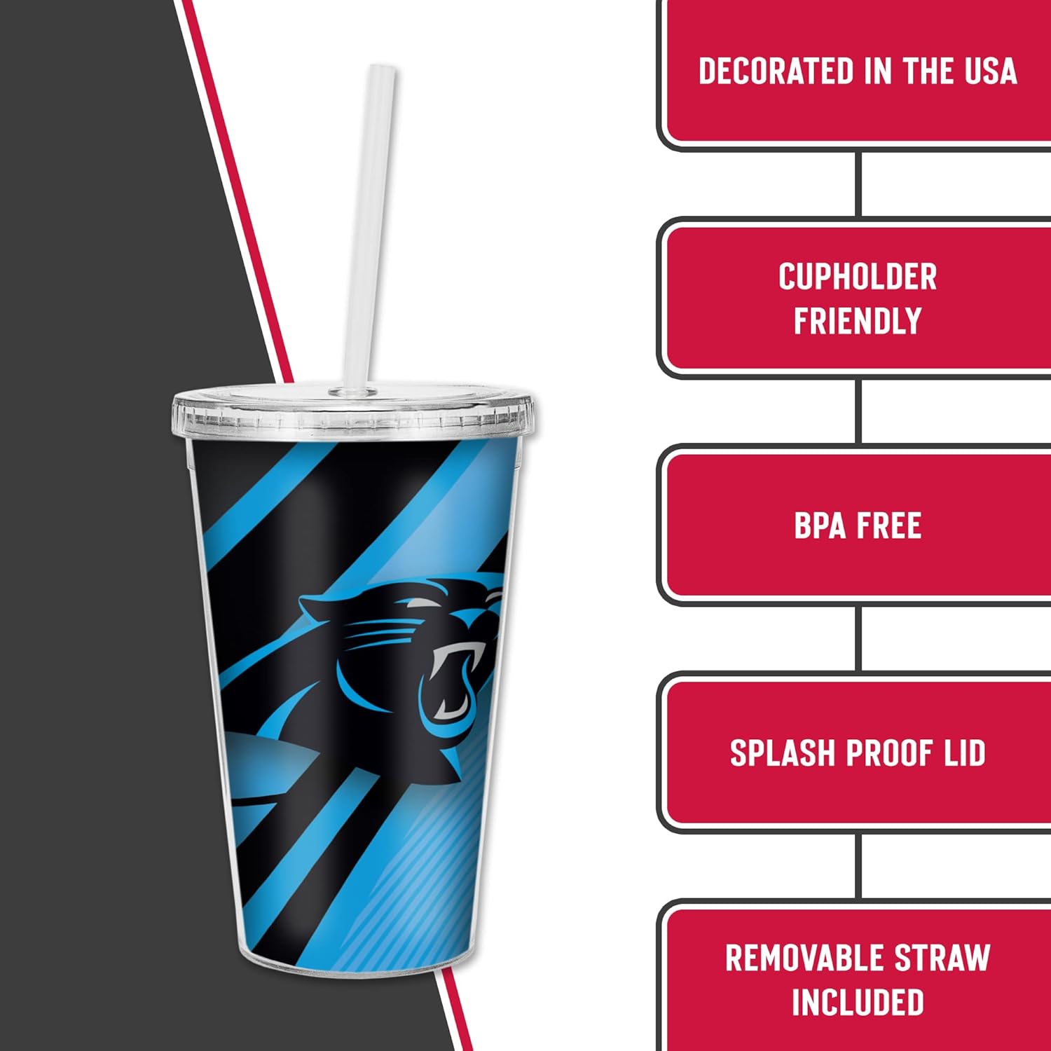 NFL Football 16oz Clear Tumbler W/Straw for NFL Fans - Image 6