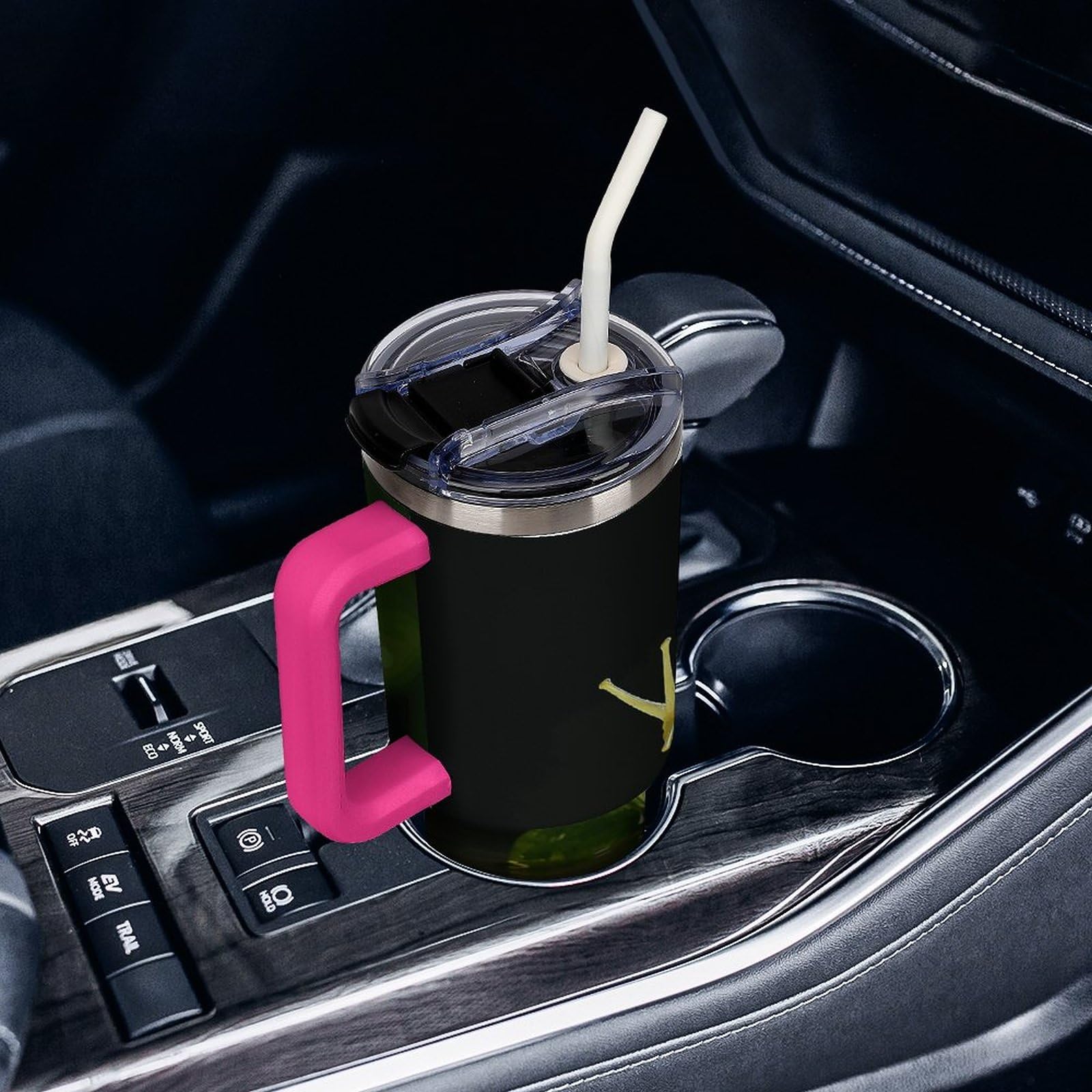 Autobecher aus 304 Edelstahl, Schneckenbecher mit Strohhalm und auslaufsicherem Deckel, großes Fassungsvermögen, vakuumisolierter Reisebecher für Auto-Becherhalter, 1,2 l