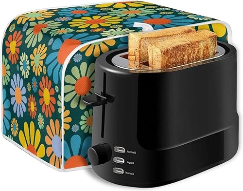 Miniatura 5 de Xoenoiee Cubierta de horno tostadora, cubierta de tostadora con estampado de flores hippie para tostadora de tamaño universal de 2 rebanadas,