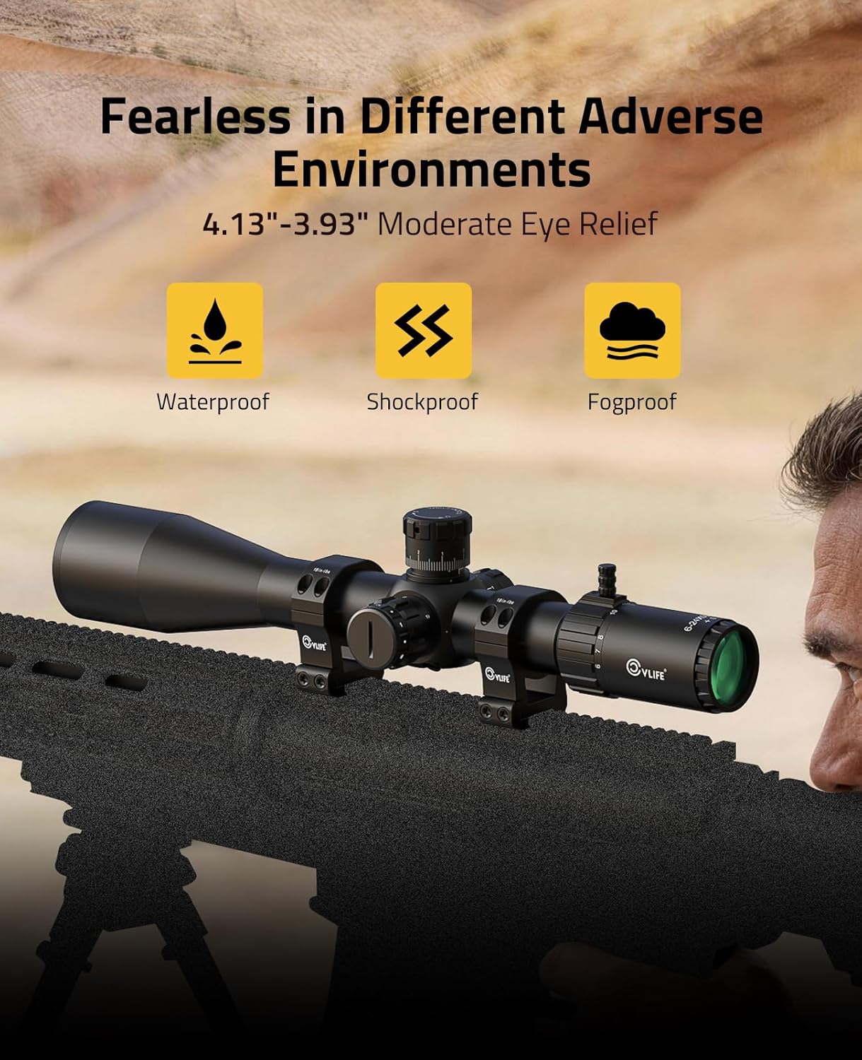 CVLIFE 6-24x50 Side Focus FFP Riflescope with Zero Stop, Illuminated Reticle Hunting Sope, 34mm Tube First Focal Plane Long Range Rifle Scope