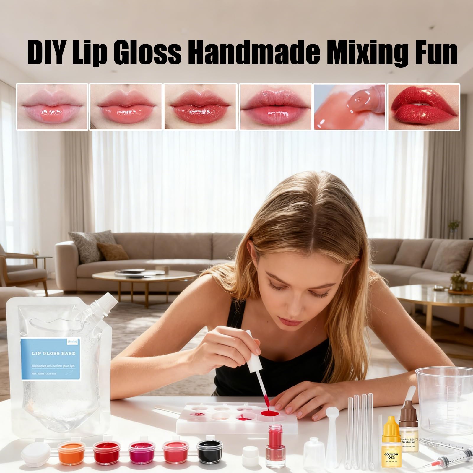 Kit per Creare Gloss Labbra Fai da Te Set DIY Gloss Labbra Artigianale | Kit Fai Da Te Per Creare Il Lucidalabbra Per Donne Ragazze Amanti Del Trucco Principianti Adolescenti Pri