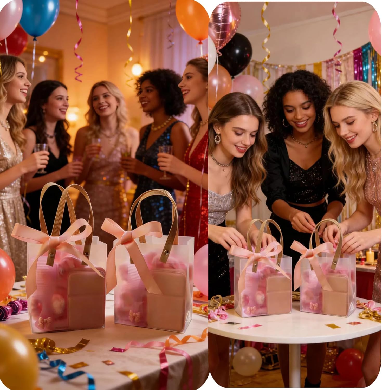 108 PCS Pink Spa Party Favors for Women Sleepover Party Supplies 12 Set, Plush Eye Mask Bow Headband Scrunchies Wristband Mirror Comb Gift Bag for Galentine’s Valentine’s Day Slumber Party