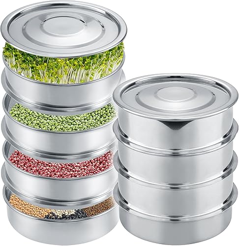 Kit de germinación de semillas de acero inoxidable, bandeja de cultivo de microverdes de 4 niveles de 6 pulgadas de diámetro, fabricante de