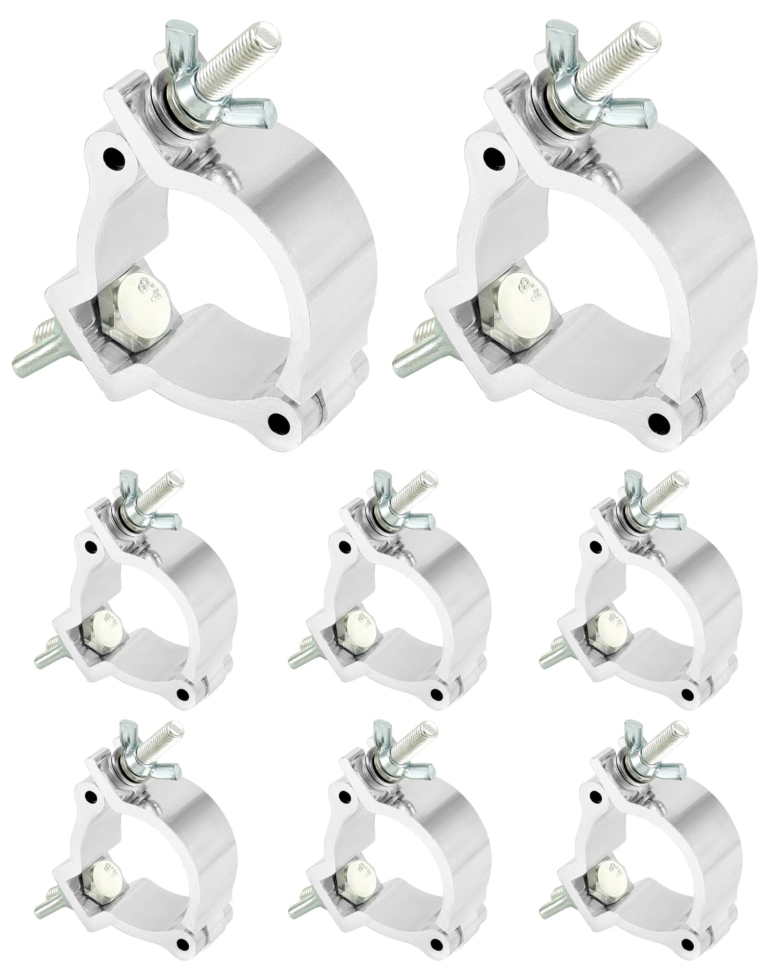 QWORK® 8 Abrazaderas para Iluminación de Escenario, 48-51 mm, Carga Nominal hasta 100 kg, Soporte para Truss de Aleación de Aluminio