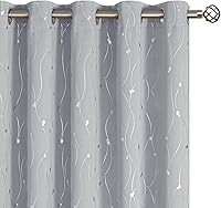 Vista 380 de BGment Room Darkening Curtains 95 Inches Long, Grommet Thermal Insulated Blackout Curtains with Wave Line and Dots Printed for Bedroom, 2 Panels