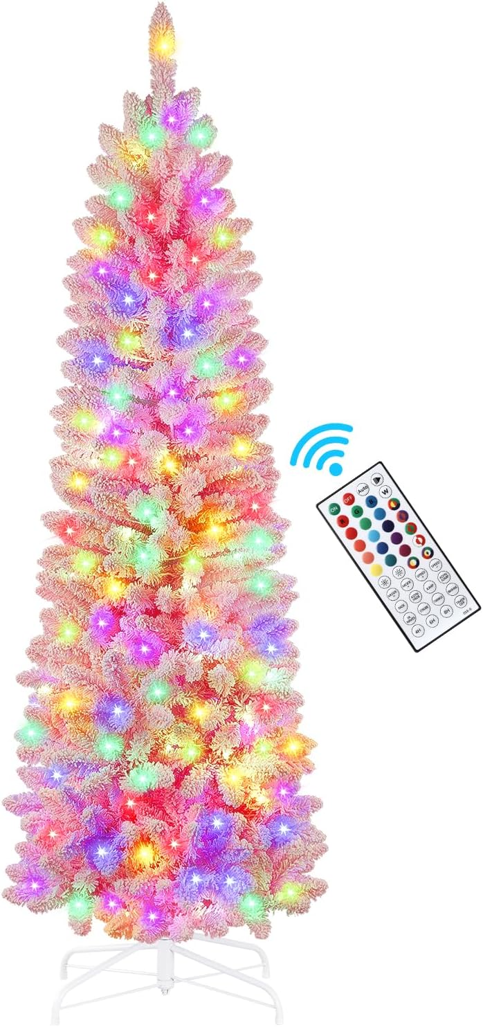 SHareconn Albero di Natale Artificiale 180cm Pre-Illuminato Slim con 180 Luci LED Bianco Caldo